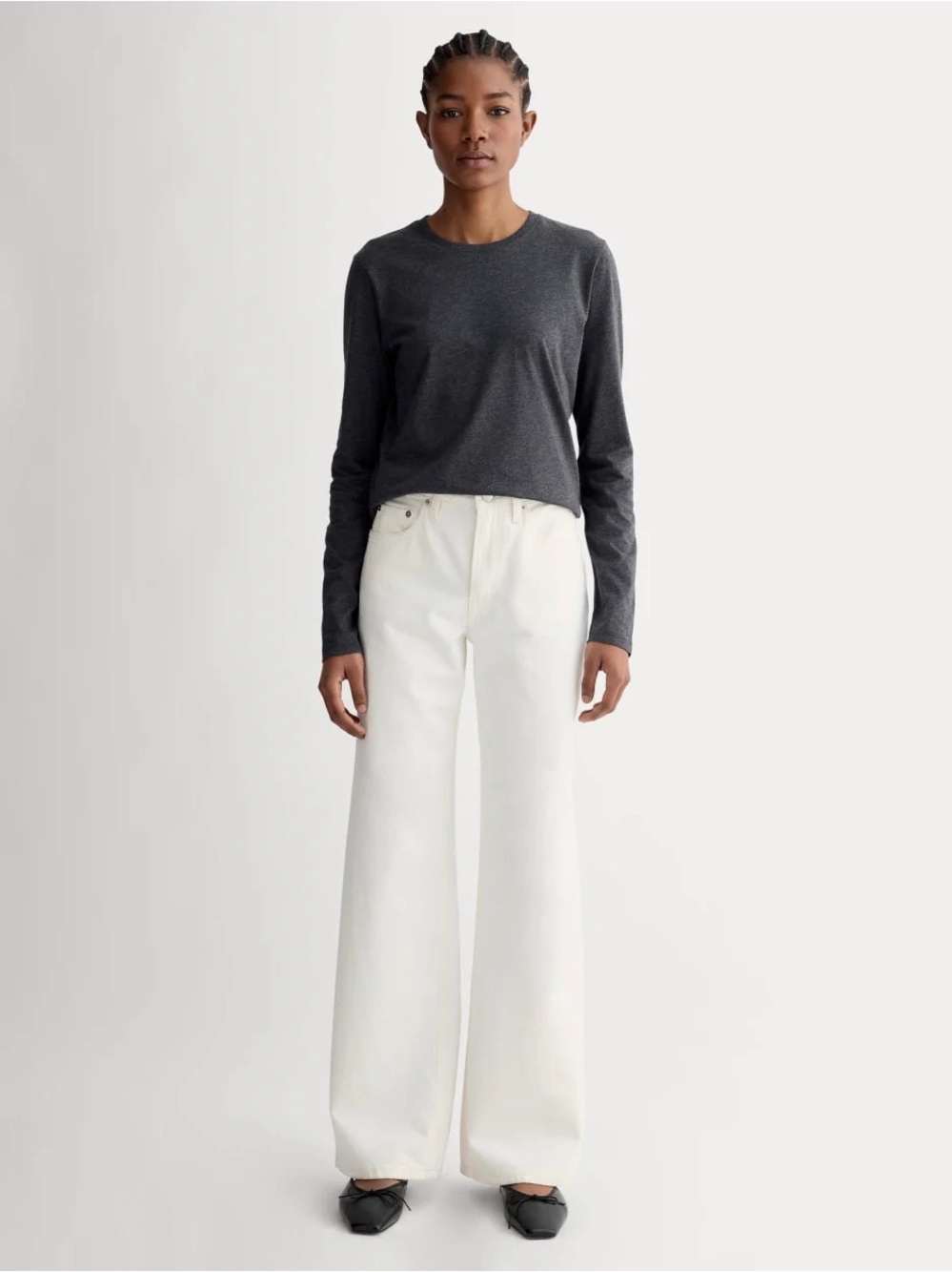 Everlane The Mid Way Wide Leg Jeans in bone white size 27
